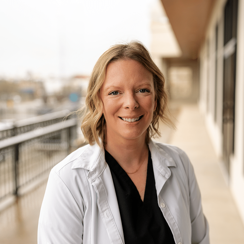Dr. Neitzke_White Coat_square Dr. Amanda Shaffner Vandersteldt headshot